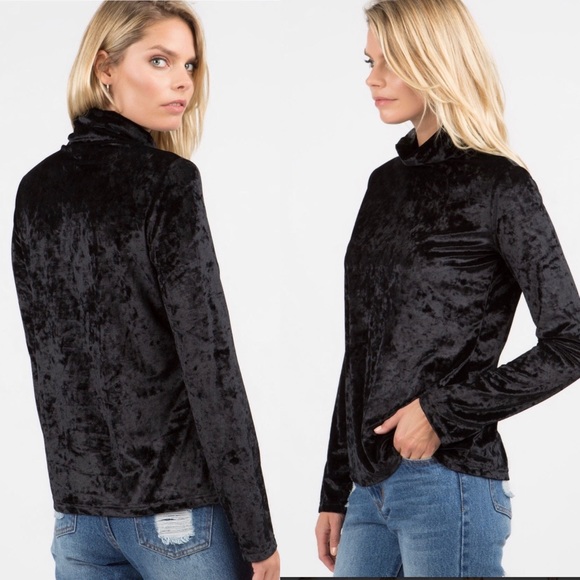 3/$30 POL Black Velvet Long Sleeve Turtleneck - Picture 2 of 2